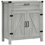 Armoire de cuisine de style ferme, buffet-bahut avec 2 portes coulissantes rustiques et un tiroir