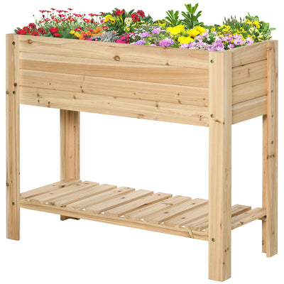 Raised Garden Bed with Legs, Elevated Box Planter with Storage Shelf