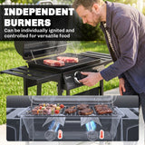 2-Burner Propane Gas Grill, 18000 BTU BBQ Grill with Wheels, Warming Rack, Shelf
