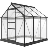 Serre en polycarbonate transparent 6,2' x 6,3' x 6,6' grande serre de promenade de jardin cadre à feuille galvanisée avec porte coulissante