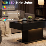 LED Coffee Table with Storage, High Gloss Modern Center Table with 2 Drawers and Remote Control for Living Room