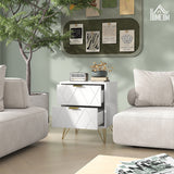 Modern Bedside Table, Accent Nightstand with 2 Drawers, Bed End Table for Bedroom