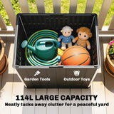 30 Gallon Storage Box, Outdoor Side Table with Umbrella Holder
