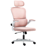Mesh Office Chair, Ergonomic Desk Chair with Flip-up Armrest, Rotatable Headrest, Adjustable Lumbar Support