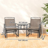 Banc glissoir extérieur avec table à café, chaise berçante loveseat 2 places patio avec sling respirant pour cour jardin porche