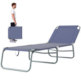 Chaise lounge pliante extérieure, transat de plage portable avec tissu maille respirant