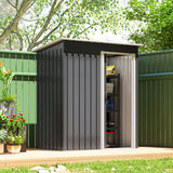 5 x 3 FT Outdoor Storage Shed with Sliding Door and Sloped Roof, Steel Frame Garden Shed Tool Equipment
