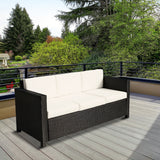 Deluxe 3 Seat Rattan Wicker Sofa Garden Outdoor Patio Furniture with Cushion