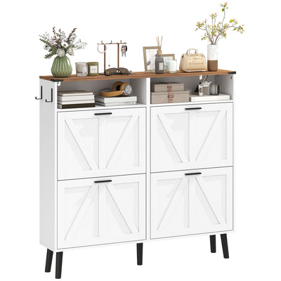 Shoe Storage Cabinet with 4 Flip Drawers, Holds Up to 24 Pairs