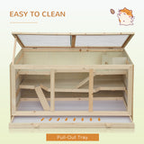 Wooden Hamster Cage Rat Cage with Slide, Tray