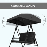 3-Seat Outdoor Porch Swing Patio Swing with Adjustable Canopy, Side Tray
