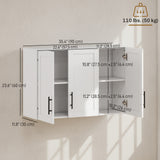 Modern Medicine Cabinet Wall Mounted, Bathroom Wall Cabinet with 3 Doors and Adjustable Shelves