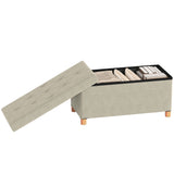Storage Ottoman Bench, Velvet Upholstered Foldable Ottoman Footrest, Foot Stool with Wood Legs for Living Room