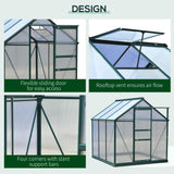 Serre en polycarbonate transparent 6,2' x 6,3' x 6,6' grande serre de promenade de jardin cadre à feuille galvanisée avec porte coulissante