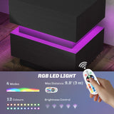 Bedside Table with Charging Station and LED Light Modern Nightstand with USB Ports AC Outlets Drawers Remote