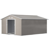 11' x 13'Garden Storage Shed w/ Foundation Kit Metal Tool Storage House w/ Double Doors