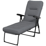 Outdoor Lounge Chair with Padded Cushion, Folding Reclining Patio Garden Chair with Recline Back, Footrest