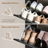 Farmhouse Shoe Storage Cabinet with Side Cabinet and Adjustable Shelves for Entryway, Holds 12 Pairs