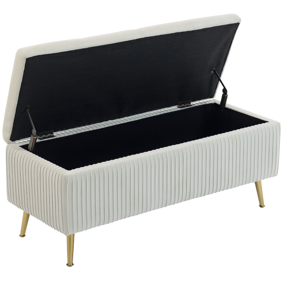 Storage Ottoman Bench, 43 Inch Large Storage Chest with Steel Legs and Padded Seat, Load 485 lbs