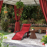 Folding Lounge Chair, Outdoor Chaise Lounge Tanning Chair with Adjustable Back, Side Table, Headrest