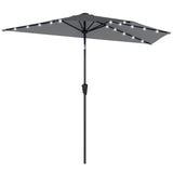 Half Outdoor Patio Umbrella with Solar LED Lights Half Umbrella with Crank