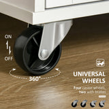 Rolling Kitchen Island with Storage Drawers, Kitchen Cart with Rubber Wood Top