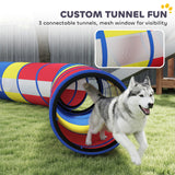 Dog Agility Training Equipment, 11-Piece Dog Obstacle Course with Adjustable Hurdle & Ring, 3 Tunnels