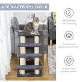Cat Trees 4 Tier Pet Stairs Dog Cat 4 Steps Kitty Scatching Post Cat Scratch Furniture Dark