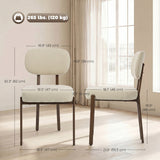 Upholstered Linen Fabric Kitchen Chairs, Modern Dining Chairs Set of 2 with Metal Legs