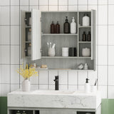 Armoire de toilette murale avec miroir et étagères réglables