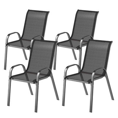 Set of 4 Outdoor Dining Chairs, Stackable Lawn Chairs with High Back, Breathable Mesh Seat for Garden Porch