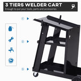 3 Tier Welding Cart Welder Trolley Garage Welding/Plasma Cutter Cart for Tanks Gas Bottles w/ Safety Chain