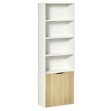 4-Tier Open Bookshelf with Doors Modern Home Office Bookcase Storage Cabinet for Living Room Bathroom Study