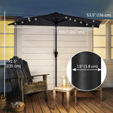 Half Outdoor Patio Umbrella with Solar LED Lights Half Umbrella with Crank