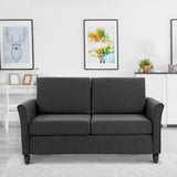 2-Seat Sofa Two-Seater Couch with Armrests and Wood Legs for Living Room