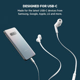 Belkin in-Ear USB-C Headphones w/Mic Control - S, M, and L, White (G3H
