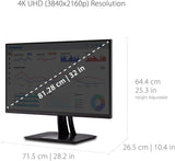 ViewSonic VP3256-4K 32 Inch 4K UHD IPS Ergonomic Monitor with Ultra-Th