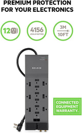 Belkin Parasurtenseur 12 prises avec cordon 10 pieds et Tel
