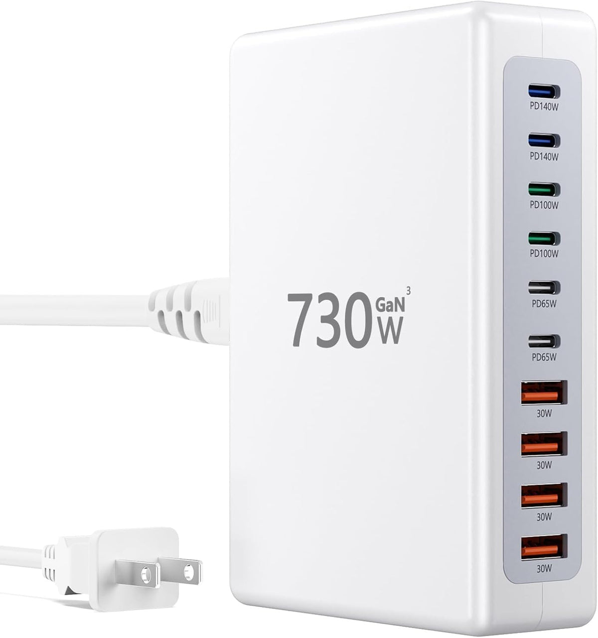 Chargeur Targus Hyperjuice 145W PD 3.1 USB-C/A (3 ports USB-C/1 port USB-A) avec ADAPTATEURS de voyage + Câble C8