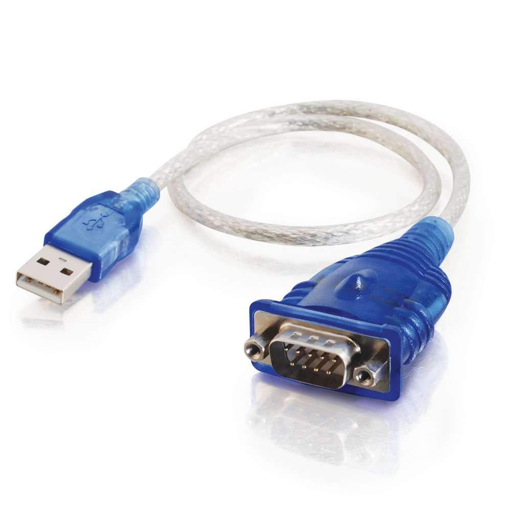 C2G 26886 USB to DB9 Serial RS232 Adapter Cable, Blue (1.5 Feet, 0.45