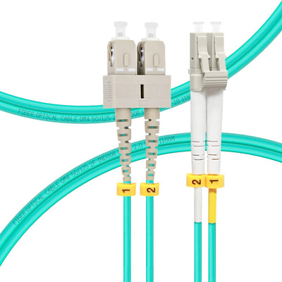 OM4 SC to LC Fiber Patch Cable, OM4 1M/3ft 40GB/100GB Duplex 50/125um