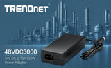 TRENDnet Adaptateur d'alimentation 48 V, 160 W, 48VDC3000, Performances fiables, O