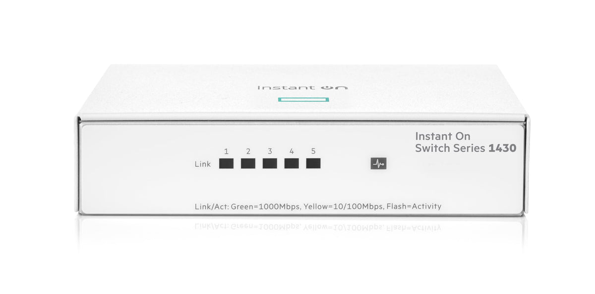 Aruba Instant On 1430 5-Port Gb Unmanaged Switch | 5X 1G Ports | Fanle