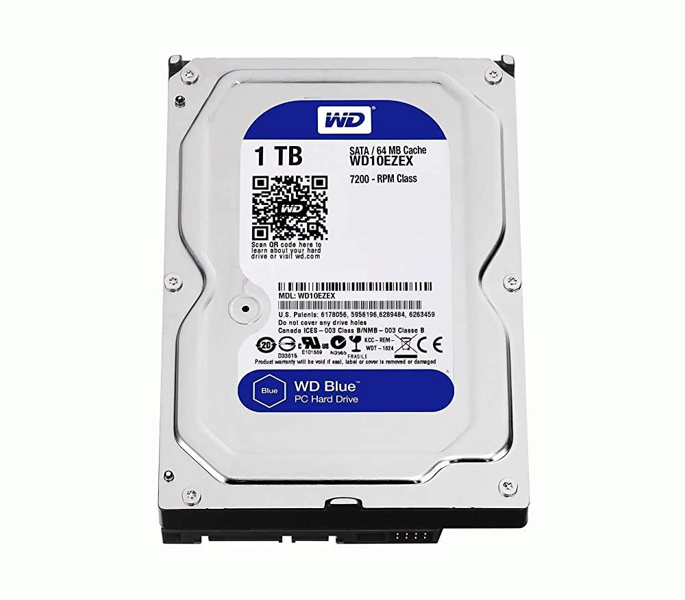 Disque dur Western Digital Blue WD10EZEX 1 To 3,5 pouces SATA 7200 tr/min 64 Mo