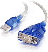 C2G 26886 USB to DB9 Serial RS232 Adapter Cable, Blue (1.5 Feet, 0.45