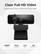 Lenovo Essential FHD Webcam Gen 2, Full HD, 1080p, Dual Microphones, 8