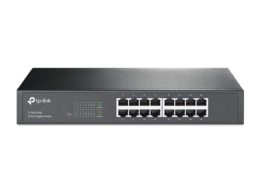 TP-Link TL-SG1016D 10/100/1000Mbps 16-Port Gigabit 13-inch Rackmountab