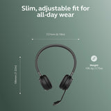 Jabra Evolve 65 TE - USB-A UC Stéréo Double Oreillette Toutes Plateformes Station de Charge C