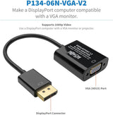 Tripp Lite DisplayPort to VGA Active Cable Adapter, DP 1.2, DP to HD15