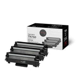 Ensemble trio remplacement pour Brother TN760 Haut rendement noir